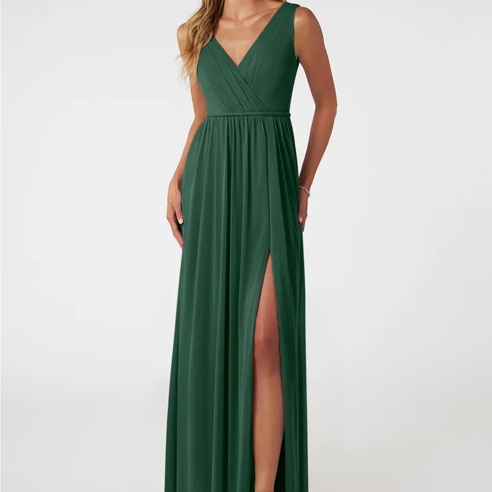 Azazie Tanicia Dark Green Sleeveless Maxi Dress